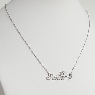 Stainless Steel Fancy Script Name with Unicorn Necklace