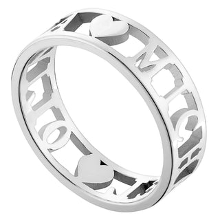 Sterling Silver Double Name with Hearts Band Ring