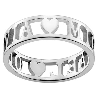 Sterling Silver Double Name with Hearts Band Ring