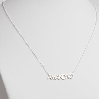 Sterling Silver Uppercase Name Necklace With Heart