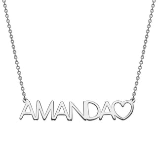 Sterling Silver Uppercase Name Necklace With Heart