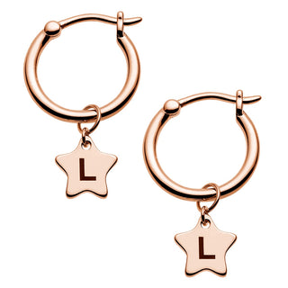 14K Rose Gold Plated Star Initials Huggie Earrings