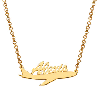 14K Gold Plated Airplane Name Necklace