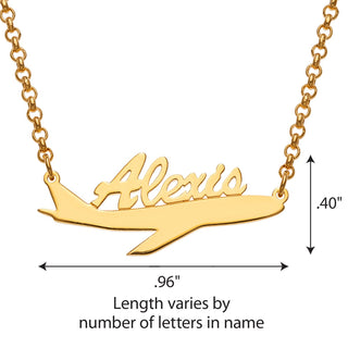 14K Gold Plated Airplane Name Necklace