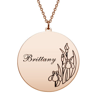 14K Rose Gold Plated Engraved Name and Birth Flower Necklace