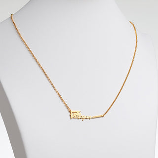 14K Gold Plated Engineer Cutout Name Necklace