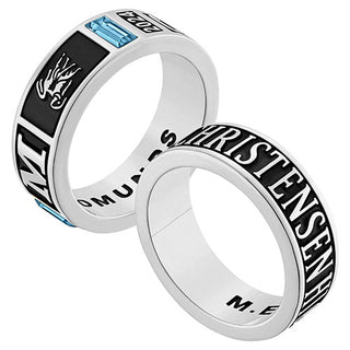 Ladies' Silver Plated Decorated Band Class Ring