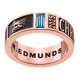 Ladies' 14K Rose Gold Plated Decorate Band Class Ring