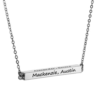 Horizontal 4-sided Bar 'Best Grandma' Engraved Family Name Necklace