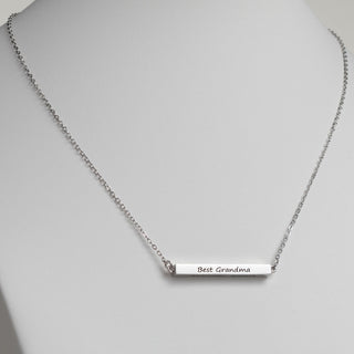 Horizontal 4-sided Bar 'Best Grandma' Engraved Family Name Necklace