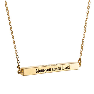 Horizontal 4-sided Bar Mother's Engraved Family Name Necklace