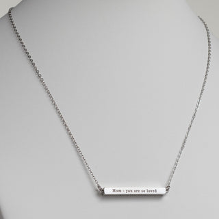 Horizontal 4-sided Bar Mother's Engraved Family Name Necklace