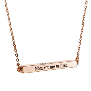 Horizontal 4-sided Bar Mother's Engraved Family Name Necklace