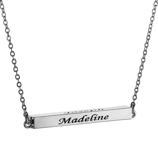 Horizontal 4-sided Bar 'With God' Engraved Name Necklace