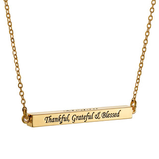 Horizontal 4-sided Bar 'Thankful' Engraved Name Necklace