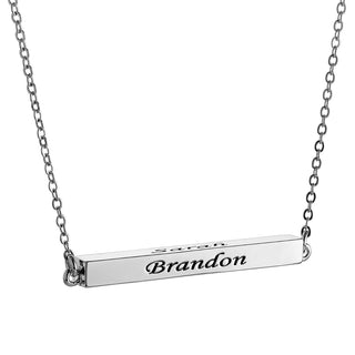 Horizontal 4-sided Bar 'Thankful' Engraved Name Necklace