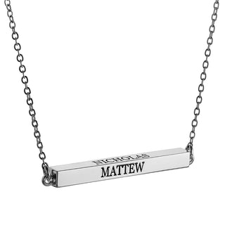 Horizontal 4-sided Bar 'Live, Love, Laugh' Engraved Necklace