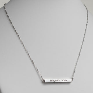 Horizontal 4-sided Bar 'Live, Love, Laugh' Engraved Necklace