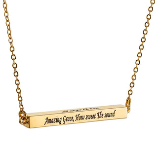 Horizontal 4-sided Bar 'Amazing Grace' Engraved Necklace