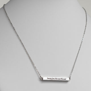 Horizontal 4-sided Bar 'Amazing Grace' Engraved Necklace