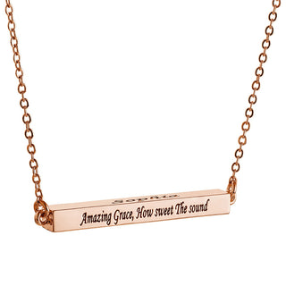 Horizontal 4-sided Bar 'Amazing Grace' Engraved Necklace