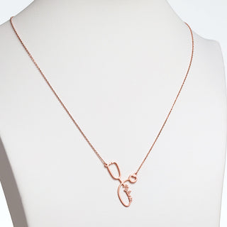 14k Rose Gold Plated Script Name Stethoscope with Heart Necklace