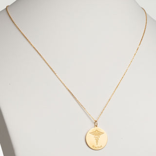 14K Gold over Sterling Engraved Name Occupation Disc Necklace