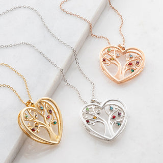 Personalized Birthstone Tree of Life Necklace- 14K Rose Gold Plated