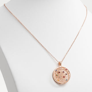 14K Rose Gold Plated 3D Family Filigree Pendant