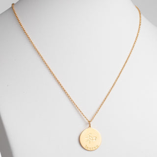 14K Gold Plated Engraved Name and Peace Character Disc Necklace