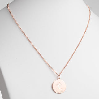 14K Rose Gold Plated Engraved Name and Love Character Disc Necklace