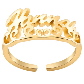 14K Gold Plated Script Name with Scroll Ring