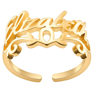 14K Gold Plated Script Name with Scroll Ring