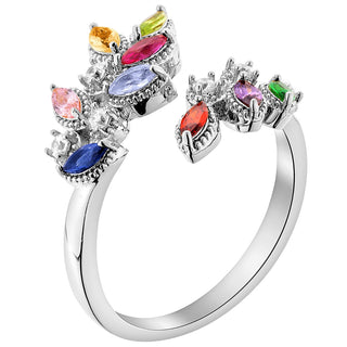 Silver Plated Vintage Marquise Birthstone Ring