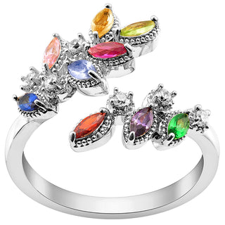 Silver Plated Vintage Marquise Birthstone Ring