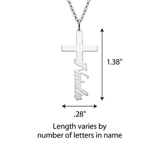 Silver Plated Script Name Cross Necklace