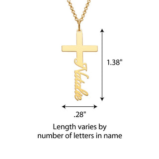 14K Gold Plated Script Name Cross Necklace