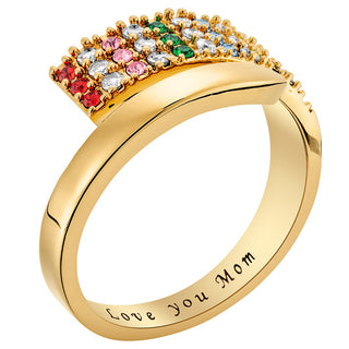 14K Gold Plated Family Birthstone Bypass Ring