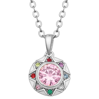 Silver Plated Birthstone Starburst Necklace