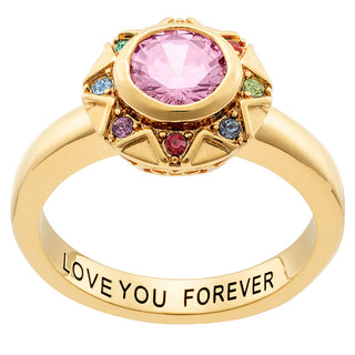 14K Gold Plated Birthstone Starburst Ring