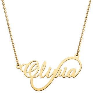 Stainless Steel Script Name Infinity Necklace