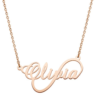 Stainless Steel Script Name Infinity Necklace