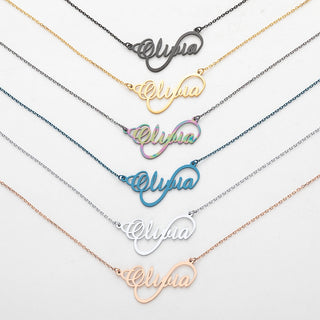 Stainless Steel Script Name Infinity Necklace