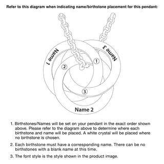 14K Gold Plated Interlocking Rings with Birthstones Name Necklace