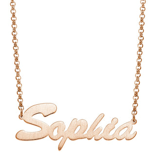 Satin Finish Script Name Necklace