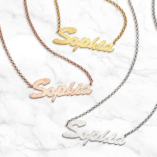 Satin Finish Script Name Necklace