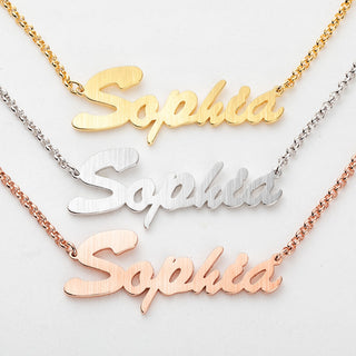 Satin Finish Script Name Necklace