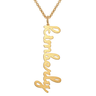 Satin Finish Vertical Lowercase Script Name Necklace