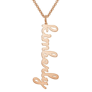 Satin Finish Vertical Lowercase Script Name Necklace