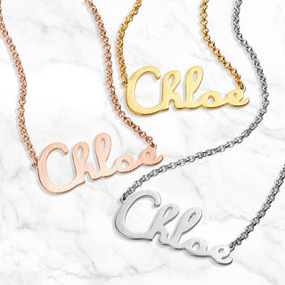 Satin Finish Script Name Necklace